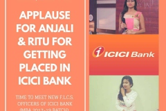 MBA students Anjali and Ritu of our group got the package of 2.40 LPA in ICICI Bank. 18.3.19