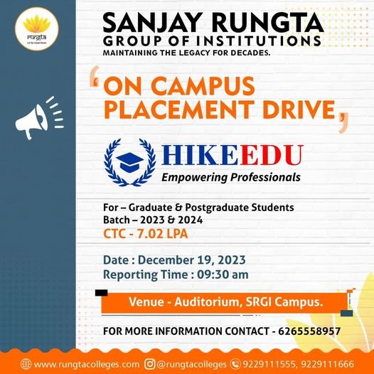 Placement |Sanjay Rungta Group of Institutions, Bhilai